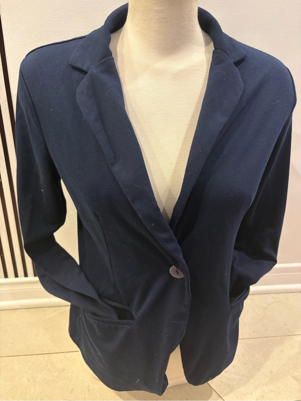 Women's Navy Single-Button Blazer Jacket